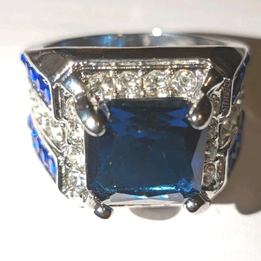 Sapphire Diamond Men's Ring Sz 9